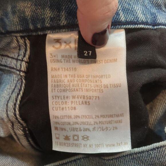 3x1 NYC Shelter Slim Pillars Button Fly Jeans 27 - Picture 5 of 10